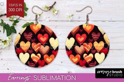 Hearts Round Earrings - Valentines Day PNG Sublimation Product Image 1