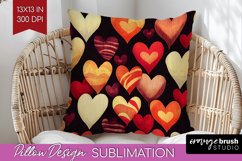 Hearts Pillow Sublimation - Valentines Day Pillow Cover PNG Product Image 1