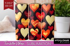 Hearts Tumbler Wrap - Valentines Day Tumbler PNG Sublimation Product Image 1