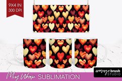 Hearts Mug Wrap - Valentines Day Mug PNG Sublimation Product Image 1