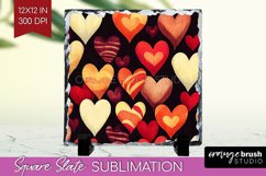 Hearts Slate PNG - Valentines Day Square Slate Sublimation Product Image 1