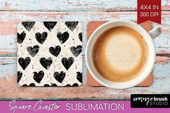 Hearts Square Coaster - Valentines Day Coaster PNG Product Image 1