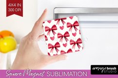 Hearts Magnet Sublimation - Valentines Day Square Magnet PNG Product Image 1