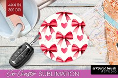 Hearts Car Coaster - Valentines Day Coaster PNG Sublimation Product Image 1