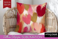Hearts Pillow Sublimation - Valentines Day Pillow Cover PNG Product Image 1