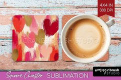 Hearts Square Coaster - Valentines Day Coaster PNG Product Image 1