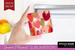 Hearts Magnet Sublimation - Valentines Day Square Magnet PNG Product Image 1