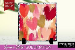Hearts Slate PNG - Valentines Day Square Slate Sublimation Product Image 1