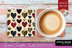 Hearts Square Coaster - Valentines Day Coaster PNG Product Image 1