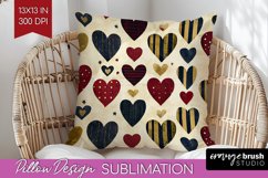 Hearts Pillow Sublimation - Valentines Day Pillow Cover PNG Product Image 1