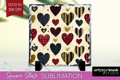 Hearts Slate PNG - Valentines Day Square Slate Sublimation Product Image 1