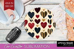 Hearts Car Coaster - Valentines Day Coaster PNG Sublimation Product Image 1