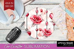 Hearts Car Coaster - Valentines Day Coaster PNG Sublimation Product Image 1