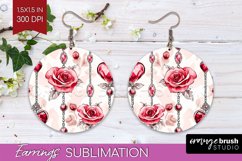 Hearts Round Earrings - Valentines Day PNG Sublimation Product Image 1