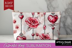 Hearts Cosmetic Bag - Valentines Day Makeup Bag PNG Product Image 1