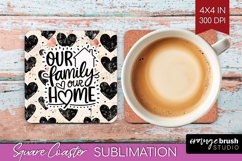 Family Quote Square Coaster - Heart Coaster PNG Sublimation Product Image 1