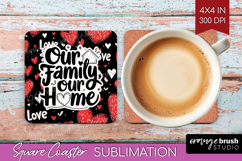 Family Quote Square Coaster - Heart Coaster PNG Sublimation Product Image 1