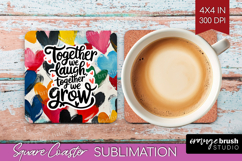 Family Quote Square Coaster - Heart Coaster PNG Sublimation Product Image 1