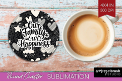 Family Quote Round Coaster - Heart Coaster PNG Sublimation Product Image 1