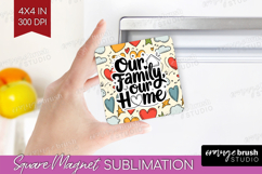 Family Quote Magnet Sublimation - Heart Square Magnet PNG Product Image 1