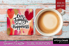 Family Quote Square Coaster - Heart Coaster PNG Sublimation Product Image 1