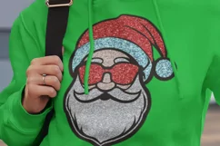 Glitter Santa PNG, Santa SVG, Santa with sunglasses PNG Product Image 5