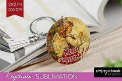 Vintage Christmas Keychain PNG - Xmas Keychain Sublimation Product Image 1