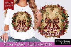 Vintage Christmas Sublimation, Xmas Round Tshirt Background Product Image 1