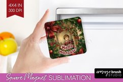 Vintage Christmas Magnet Sublimation - Retro Xmas Magnet PNG Product Image 1