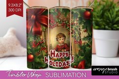 Vintage Christmas Tumbler Wrap - Xmas Tumbler Sublimation Product Image 1