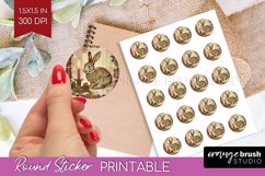 Vintage Christmas Round Sticker - Retro Printable Stickers Product Image 1