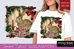 Vintage Christmas Sublimation, Xmas Square Tshirt Background Product Image 1