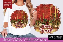 Vintage Christmas Sublimation, Xmas Round Tshirt Background Product Image 1