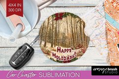 Vintage Christmas Car Coaster PNG - Xmas Coaster Sublimatoin Product Image 1