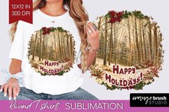 Vintage Christmas Sublimation, Xmas Round Tshirt Background Product Image 1