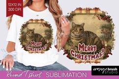 Vintage Christmas Sublimation, Xmas Round Tshirt Background Product Image 1