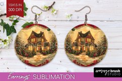 Vintage Christmas Round Earrings - Retro Xmas Sublimation Product Image 1