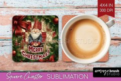 Vintage Christmas Square Coaster - Xmas Coaster Sublimation Product Image 1
