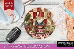 Vintage Christmas Car Coaster PNG - Xmas Coaster Sublimatoin Product Image 1