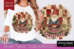 Vintage Christmas Sublimation, Xmas Round Tshirt Background Product Image 1