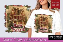 Vintage Christmas Sublimation, Xmas Square Tshirt Background Product Image 1