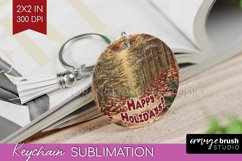 Vintage Christmas Keychain PNG - Xmas Keychain Sublimation Product Image 1