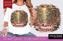 Vintage Christmas Sublimation, Xmas Round Tshirt Background Product Image 1