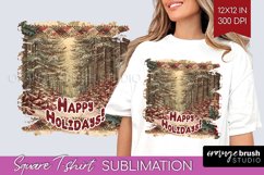 Vintage Christmas Sublimation, Xmas Square Tshirt Background Product Image 1