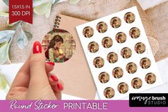 Vintage Christmas Round Sticker - Retro Printable Stickers Product Image 1
