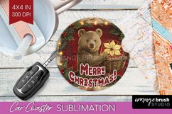 Vintage Christmas Car Coaster PNG - Xmas Coaster Sublimatoin Product Image 1