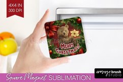 Vintage Christmas Magnet Sublimation - Retro Xmas Magnet PNG Product Image 1