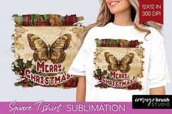 Vintage Christmas Sublimation, Xmas Square Tshirt Background Product Image 1