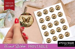 Vintage Christmas Round Sticker - Retro Printable Stickers Product Image 1