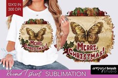 Vintage Christmas Sublimation, Xmas Round Tshirt Background Product Image 1